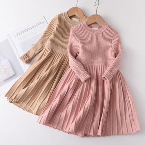 Girls Dress Long Sleeve Sweater Dress Girls Princess Baby Girl Clothes Sweet Tutu Party Dresses Christmas Little Girl Clothes