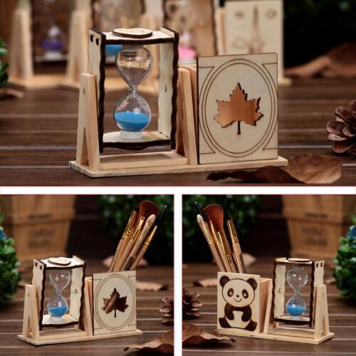 Simple Wooden Single Hourglass Pen Holder Student Desk Decoration Exquisite Creative Pencil Holder Decoration Gift