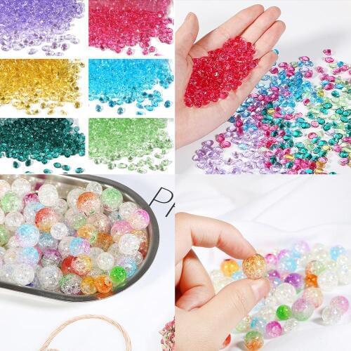Transparent Acrylic Glitter Beads For Jewelry Making Accessories Necklace Handmade Loose Round Beads Wholesale 10-50pcs/lot