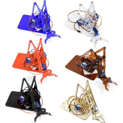 SG90 MG90S 4 DOF Unassembly Acrylic Mechanical Arm Robot Manipulator Claw for Arduino Maker Learning DIY Kit Robot