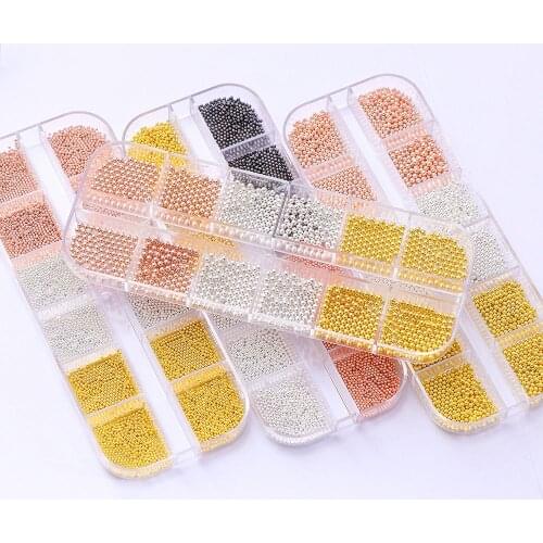 Color Mix Bead Stainless Steel Beads Nail Art Decorations Rose Gold Silver Black DIY Jewelry Manicure Decoration