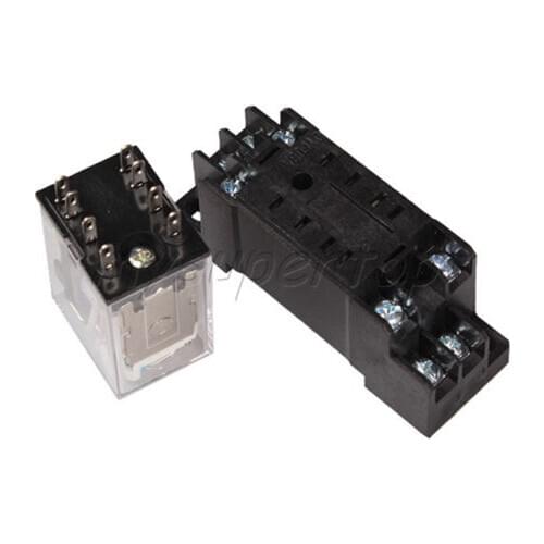 Hot sale 220V AC LED lamp Coil Power Relay Switch 5A W/ Socket Base HH52P 8 pin