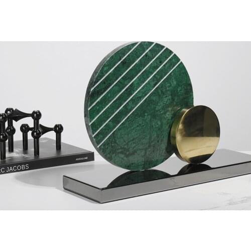 Modern Abstract Round Marble Stainless Stell Soft Furnishings Decor New House Handicrafts Geometric Art For Home