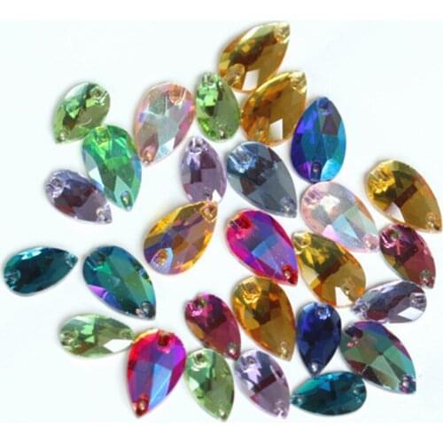 Teardrop AB Colorful Crystal Sew On Rhinestones Droplet Glass Strass Sewing Rhinestones стразы Sewing On stones Garment ZZ052