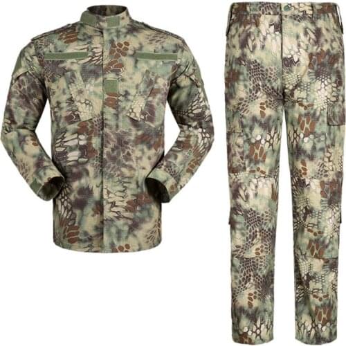 Mandrake Green Pythons Grain Cam Combat Uniform Shirt and Pants Tactical Outdoor Military Solider Camping Hiking Hunting Wear