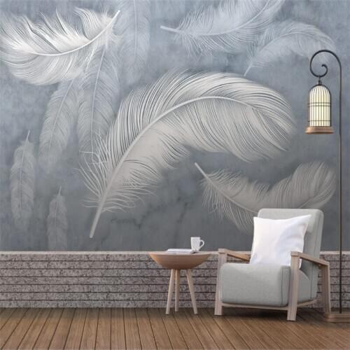 Wellyu Customized wallpaper 3d Nordic HD hand-painted feather modern minimalist TV background living room background wallpaper