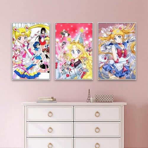 Japanese Classic Anime Sailor Moon Decoration Mural Anime Poster Canvas Painting and Room Wall Art Prints for Modern Home Decor