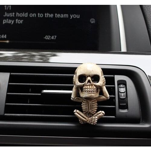 Skeleton Head Car Air Vent Clips Perfume Clips Decor with Fragrance Pads