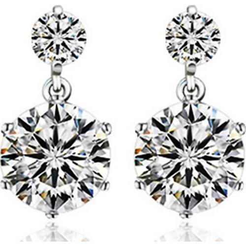 Classic Wedding Engagement Woman Earrings 925 Sterling Silver AA+++ Clear CZ Cubic Zirconia Stone Fashion Jewelry