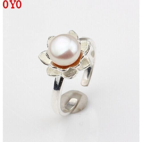 100%s925 pure silver natural pearl ring opening womens new product a undertakes