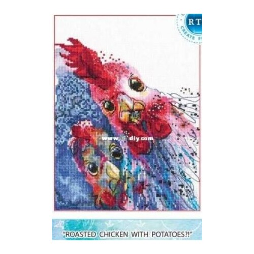 Gold Collection Counted Cross Stitch Kit Roasted Chicken with Potatoes Rooster and Hen rto