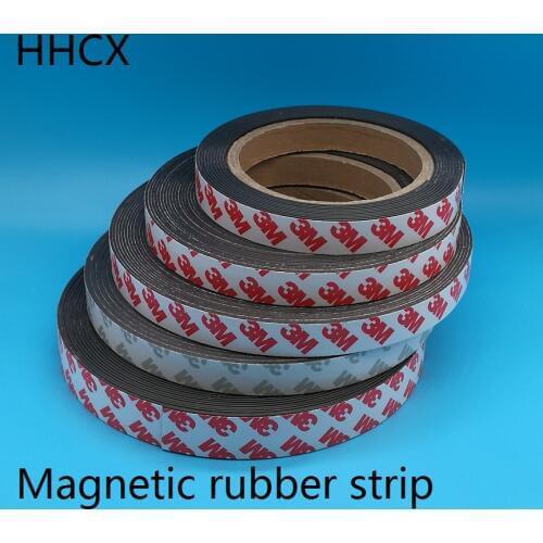 1Meter/LOT Rubber Magnet 10*1 15*1 20*1 30*1 mm self Adhesive Flexible Magnetic Strip Tape 10mm/15mm/20mm/30mm thickness 1-2mm