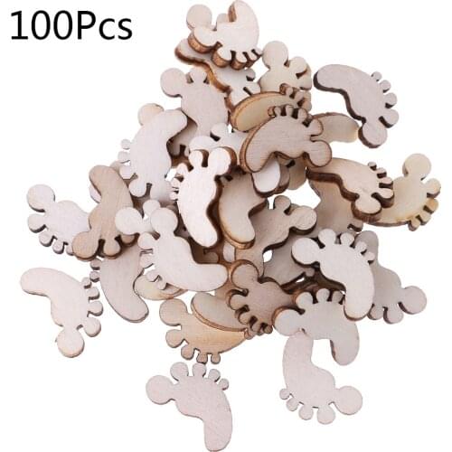 100pcs Laser Cut Wood Foot Embellishment Wooden Shape Craft Wedding Decor