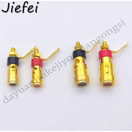 2Pcs Gold Plated 2mm/4mm L Banana Audio Plug Jack Socket Connector Amplifier Terminal Spring Loaded Press Type Binding Post