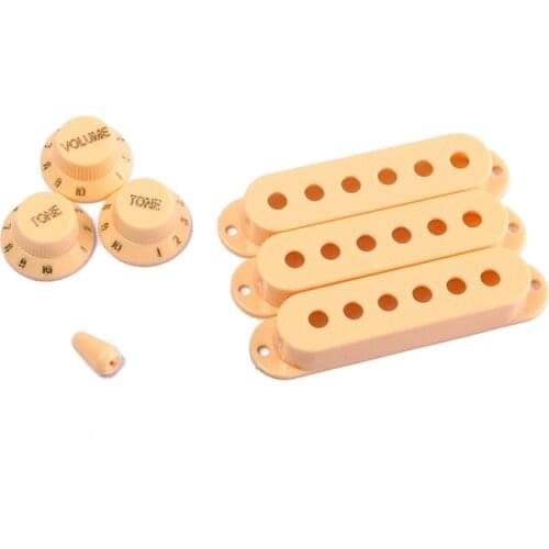 3 PCS 48/ 50/ 52mm Single Coil Pickup Covers Volume Tone Knobs Switch Tip Set for Stratocaster Strat ST Electric Guitar Replacem