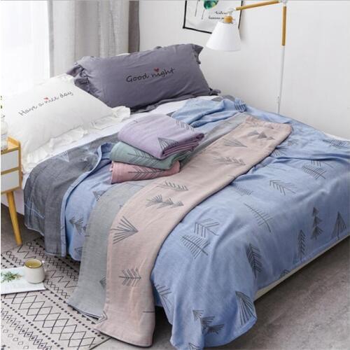 Bamboo Cotton Summer Quilt adult Bedding Blanket Bedspread 150*200 cm 2 Layers Muslin sleeping Gauze blanket for afternoon nap