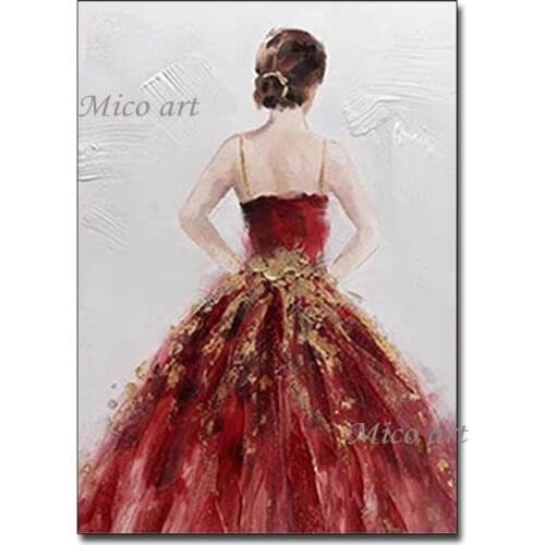 Bar Decor Beautiful Girl Dancer Picture Art Pure Handmade Woman Canvas Oil Painting Wall Decor Art Paintings Artwork For Bedroom