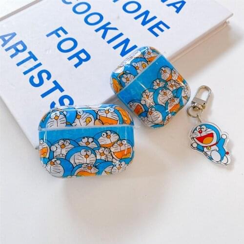 Cartoon Shell pattern Case for AirPods 1 2 Pro Case Cute Blue Bluttooth Earphone Charging Box Cover with KeyChain