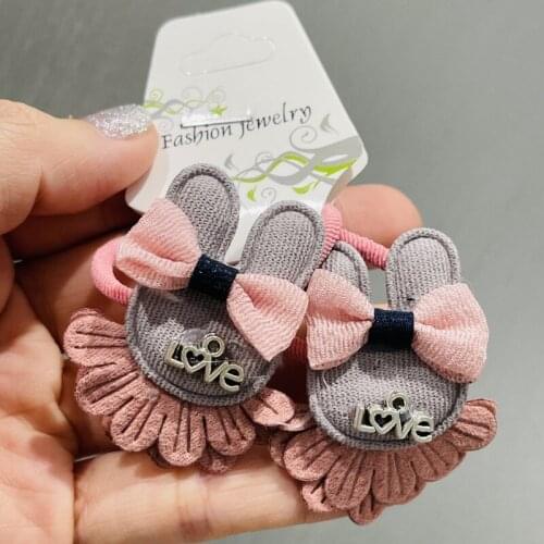 2Pcs Childrens Animal Ear Lace Bow Headband Headwear Hair Korean Version Cartoon Girls Rubber Band Sweet Cute Hair Accessories