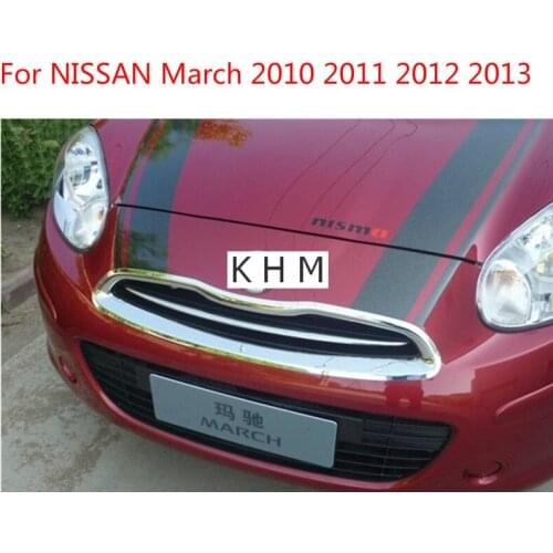 For NISSAN March 2010 2011 2012 2013 ABS Chrome Front Grille Around Trim Racing Grills Trim