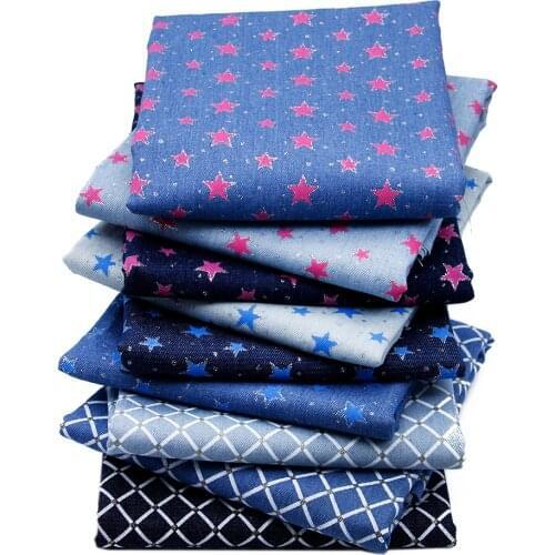 20*33cm Starfish Denim Rhombus Material Patchwork Tissue Sewing Quilting Fabrics Quilt Needlework DIY Cloth