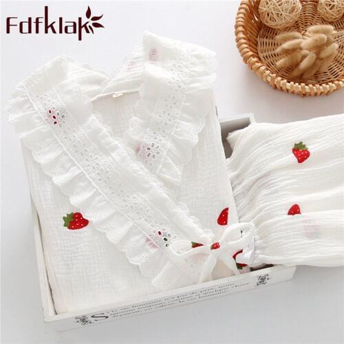 Fdfklak Cotton Maternity Suit Nightie For Feeding Pijama Maternal Long Sleeve Pajamas For Women Nursing Pajama Spring Autumn