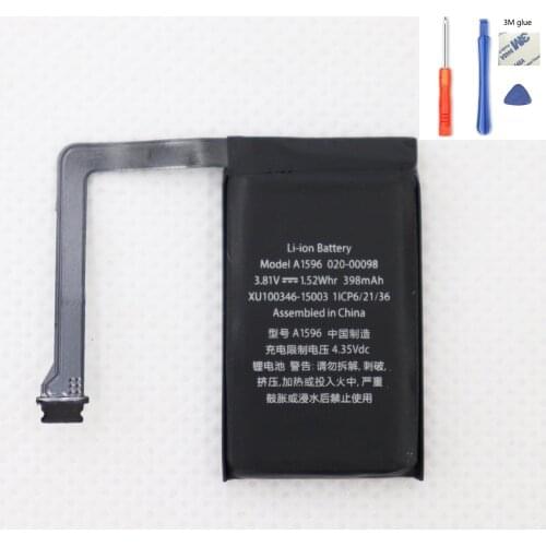 ISUNOO 3.82v 398mah A1596 Batteries For Apple A1596 020-00098 11CP6/21/36 smartwatch Battery With Repair Tools