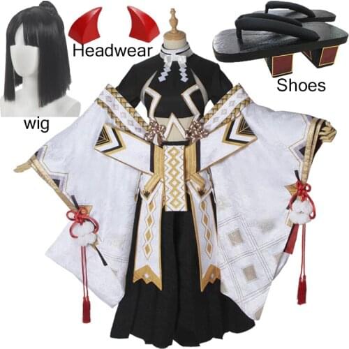 Anime Onmyoji SSR Onikiri TianJianRenXin Kimono Gorgeous Japanes Uniform Cosplay Costume Women Halloween Wigs and shoes