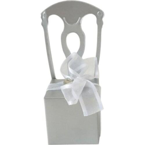 Classic Candy Box Silver Gold Chair Wedding Favor Box with Ribbon and Heart Charm For Wedding Gift Box LX6970