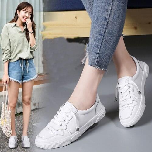 Cowhide cut-out cross band slip on girls sneakers shallow low-top small white shoes women anti-collision soft sole flats loafers