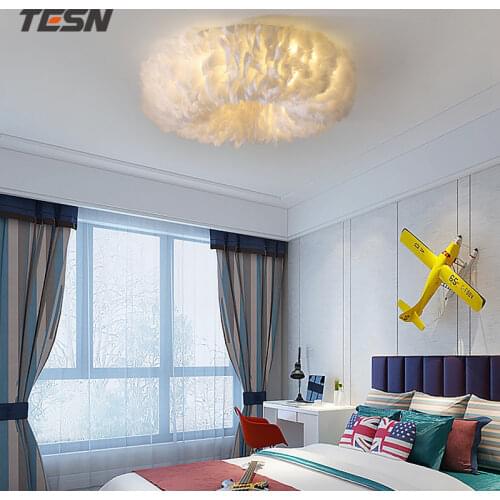 Feather lamp bedroom lamp Nordic simple modern ins girl room lamp warm and romantic net red decorative ceiling lamp