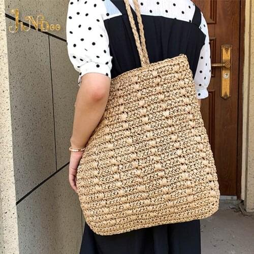 Summer Large Capacity Straw Bag Beach Bags Women Handmade Women Totes Bag Bohemia Beach Handbag Travel Shoulder Bags Clutch