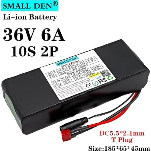 36V6A 18650 lithium battery pack 10S2P 6000mAh Built-in 15A BMS 250W-500W 42V electric bicycle, scooter battery