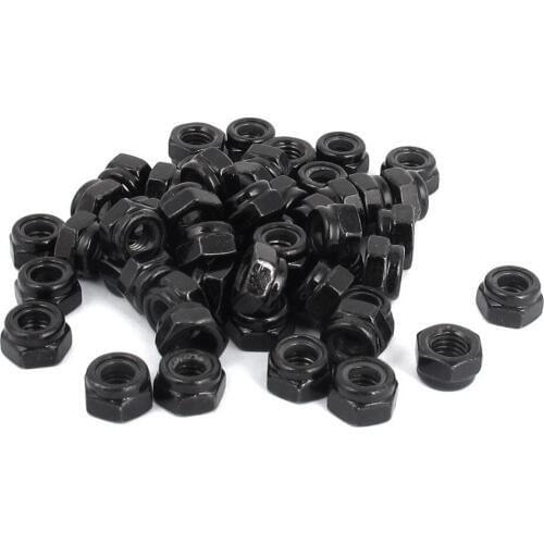 M5x0.8mm Zinc Plated Nylock Self-Locking Nylon Insert Hex Lock Nuts Black 50pcs LXM