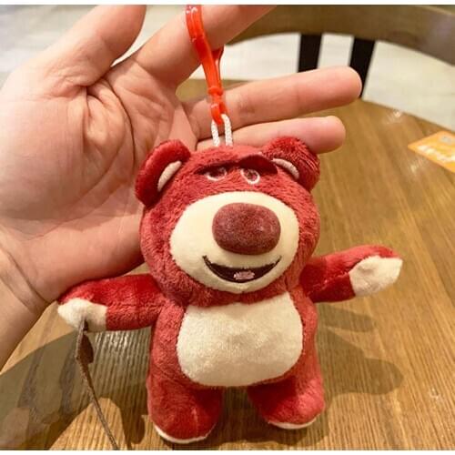 Lovely strawberry bear plush toys Backpack decoration Womens bag pendant