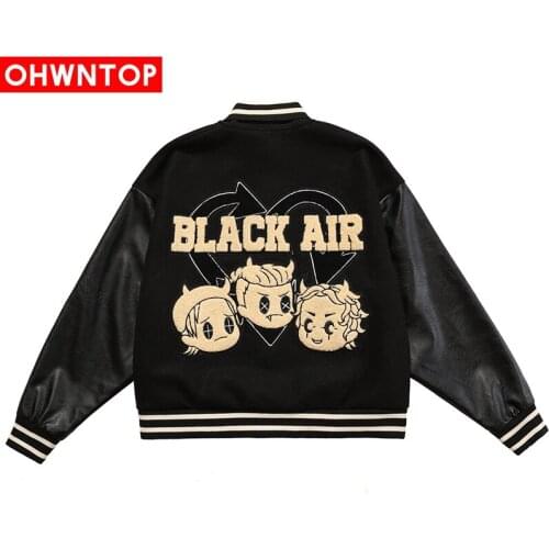 Fashion Hip Hop Jacket Men Colorful Furry Children Patch Bomber Coats Autumn Hipster Cool Streetwear Couple High Street Outwear