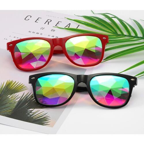Kaleidoscope Glasses Rave Men Round Festival Sunglasses Women Party Psychedelic Prism Diffracted Lens EDM Sunglasses Female