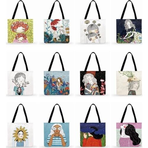 Outdoor Beach Bags Women Casual Tote Lady Shoulder Bag Scandinavia Art Design Tote Bag Reusable Shopping Bag Fashion Tote Purse