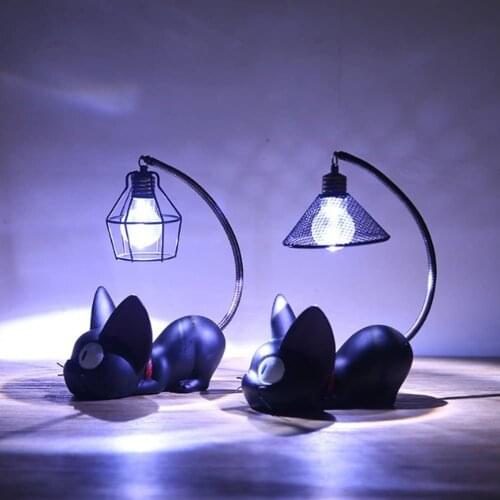 Resin Cat Design lamp Creative Night Light Table Bedside Lamps for Reading (Iron Wire Lampshade)