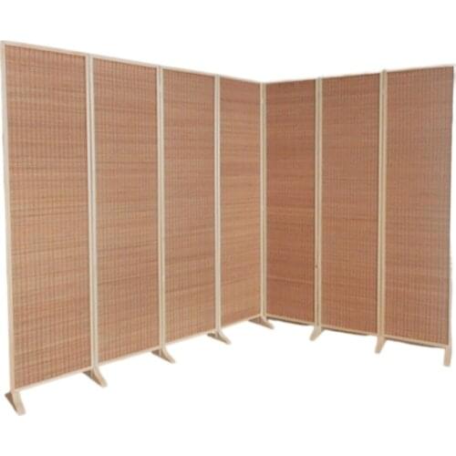 Wide and Large Decorative Freestanding Woven Bamboo 7 Panel Hinged Privacy Screen Portable Folding Room Divider Wall Partition