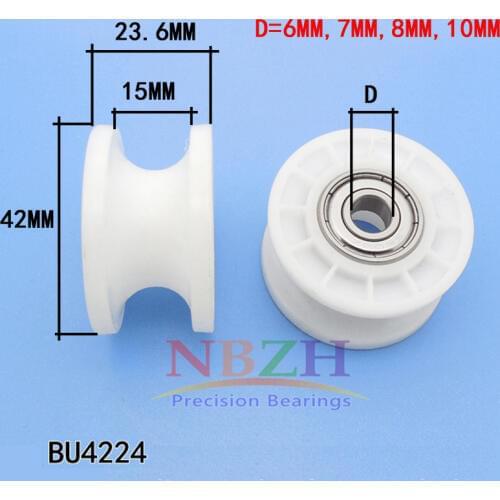 Sliding roller bearings bore 6mm/7mm/8mm/10mm sliding window or door nylon roller wheels pulley runners , groove U 6pcs/lot