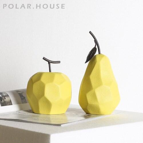Modern Noridc Ceramic Apple Figurines Pears Fruit Home Decoration Accessories Chic Living Room Decor Cabinet Bookshelf Ornaments