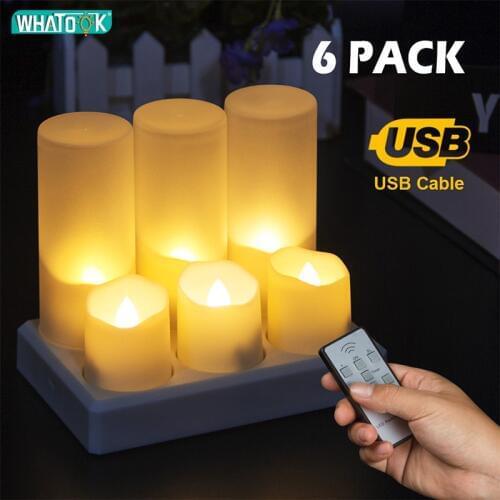 6 Pack LED Flameless Candles Remote Electric Tea Light Fake Vela Flame Votive Timer Tealight Home Decor Charging or no Charging