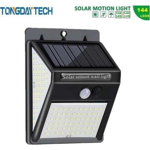 TONGDAYTECH 144 LED Solar Light Outdoor Solar Lamp PIR Motion Sensor Wall Light Solar Powered Garden Light Waterproof IP65