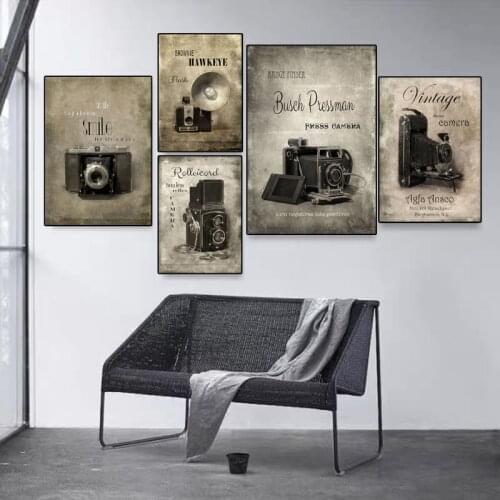 Vintage Camera Canvas Painting Nostalgic Camera Posters and Prints Wall Pictures Modern Bedroom Living Room Home Decoration