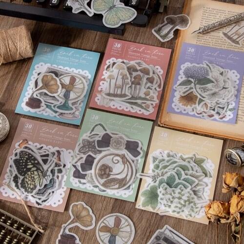 Plants Illustrated Vintage Flowers Old Object Decorative Stickers Scrapbooking diy Label Diary Stationery Album Journal Planne