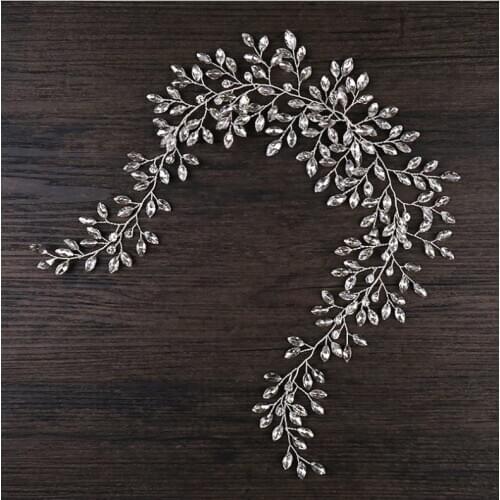 Vintage Bridal Hair Accessory Rhinestone Silver Color Crystal Bride Headbands Wedding Accessories