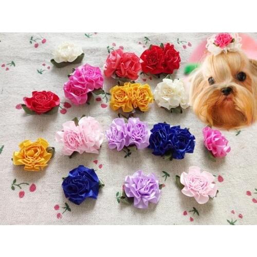 Pet accessories Yorkshire hemp festival carnation pet hairpin Lace flower clip Dog grooming pet clip 50pcs/lot