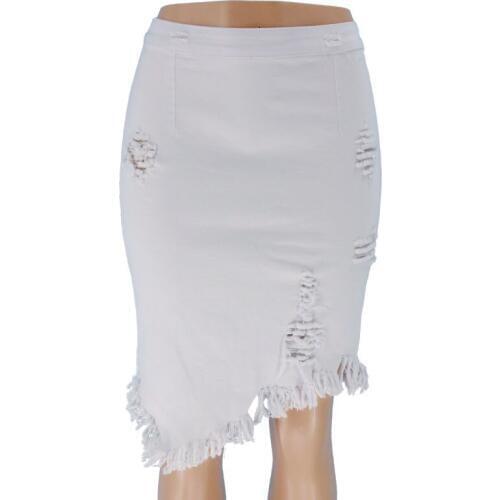 Womens Plus Size Trendy Retro Irregular Ripped Denim Skirt Summer High Waist Denim Mini Skirt Elastic Bodycon Hip Saia jeans