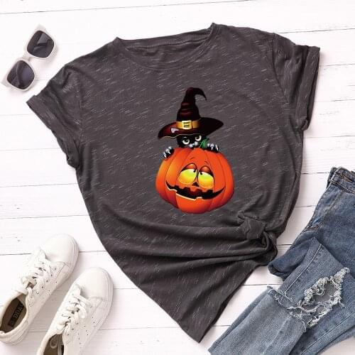 New Halloween Pumpkin T Shirt Women Fashion Harajuku Short Sleeve T Shirt Casual Tees Gothic White Tshirt Tops Clothing